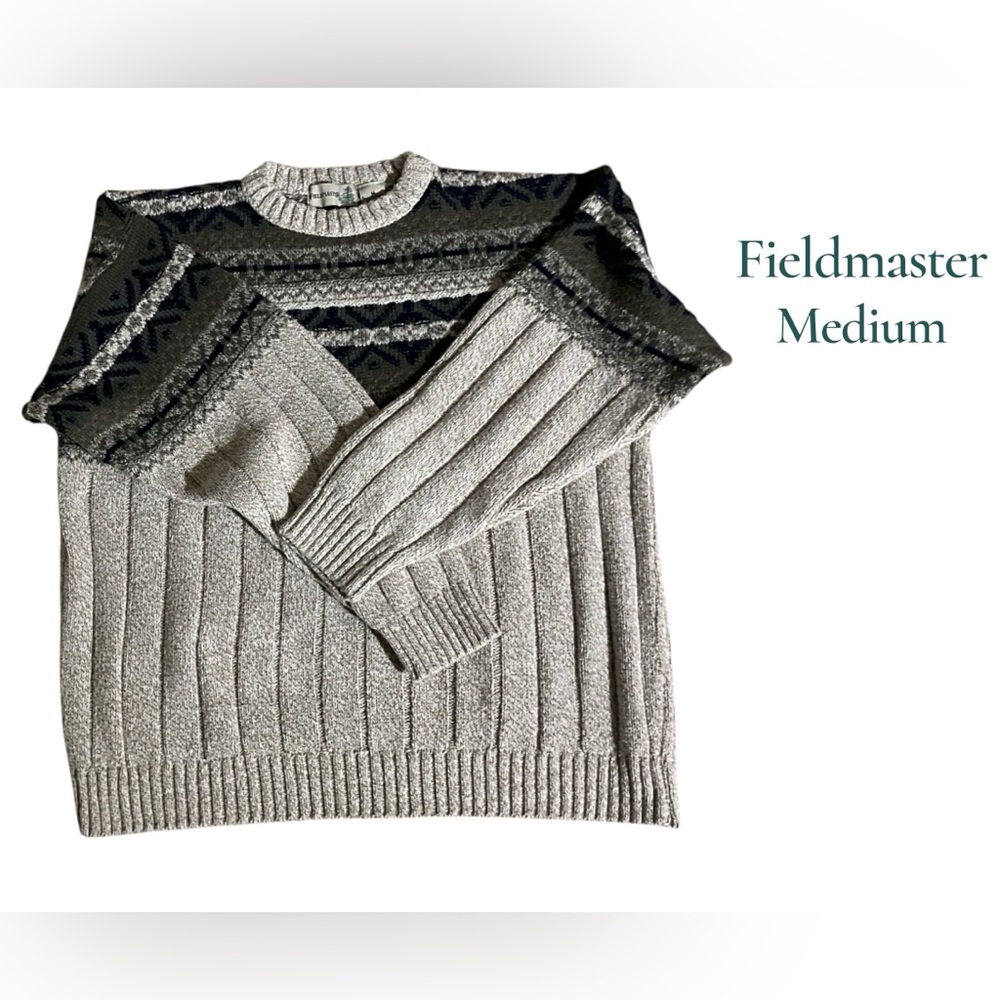 Vintage Fieldmaster Fair Isle Sweater Medium Made in USA Cotton Blend Cabin Core